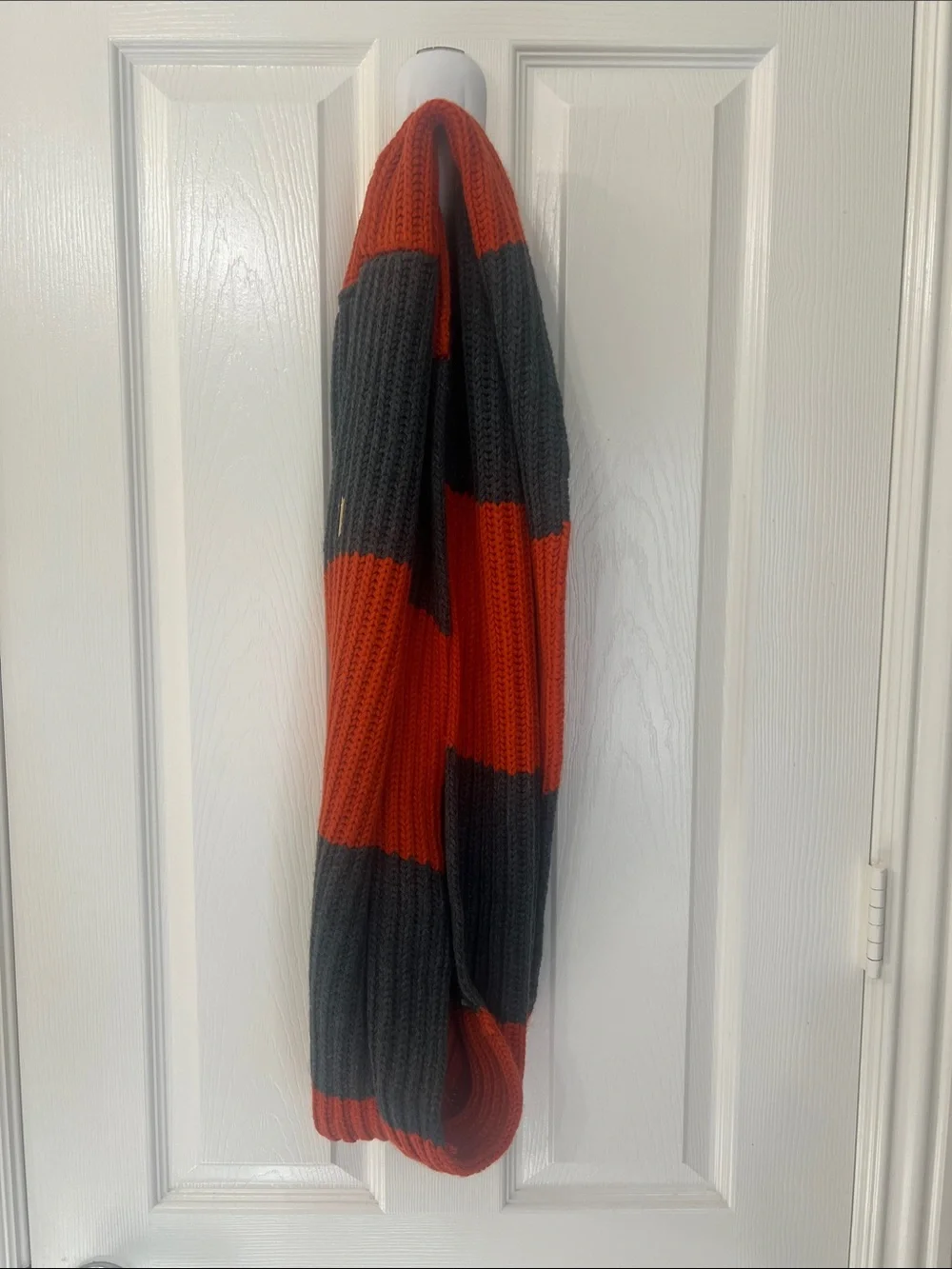 Michael Kors Charcoal Gray Cable Knit Scarf with Gold Logo Plaque